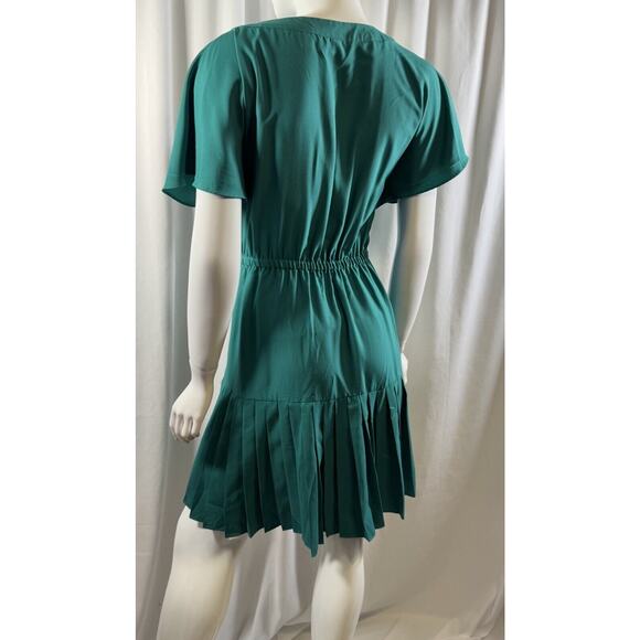 New York & Co Pleated Short Sleeves Dress,Green, Sz: M, 64-40 - Picture 15 of 16